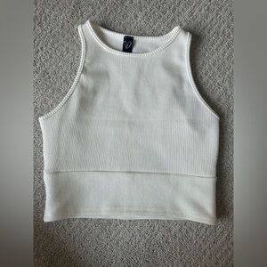Windsor Ribbed Crop Tee- White